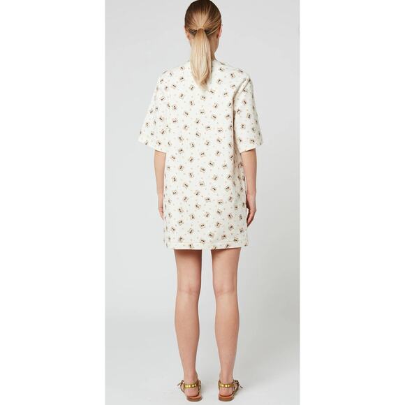 PAUL & JOE SISTER Cat Print Denim Shift Dress Pockets Sz 36 US 4/6 Free People - Picture 3 of 16